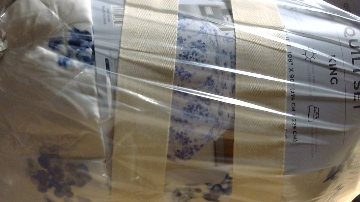 Great Bay Home Edredón Floral King con Fundas de Almohada – Reversible, Ligero, Todas las Estaciones (Jacqueline, Azul)