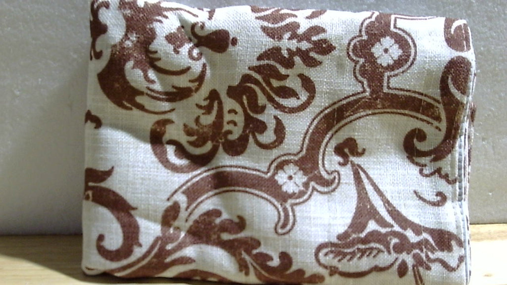 Jinchan Cenefa de Lino Opaca Vintage – Estampado Floral Damasco, Doble Capa, Terracota sobre Beige, 45 cm, 1 Panel