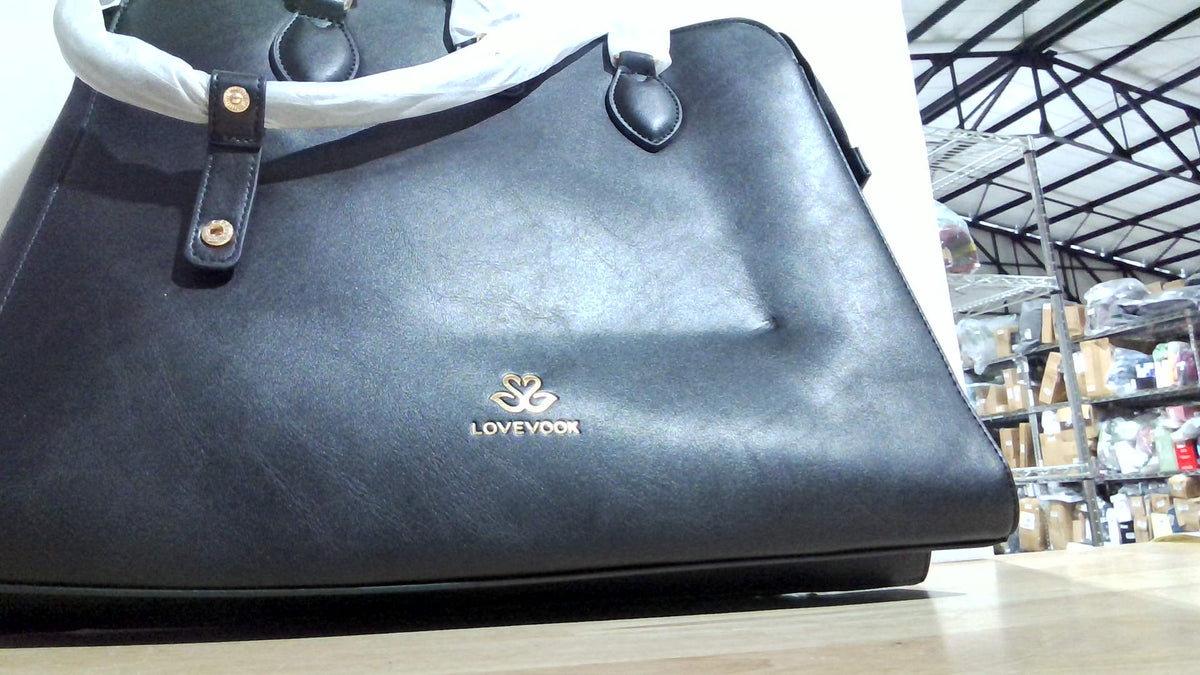Bolso de Mano LOVEVOOK Negro – Cuero Sintético PU Estructurado, Ideal para Uso Diario y Oficina