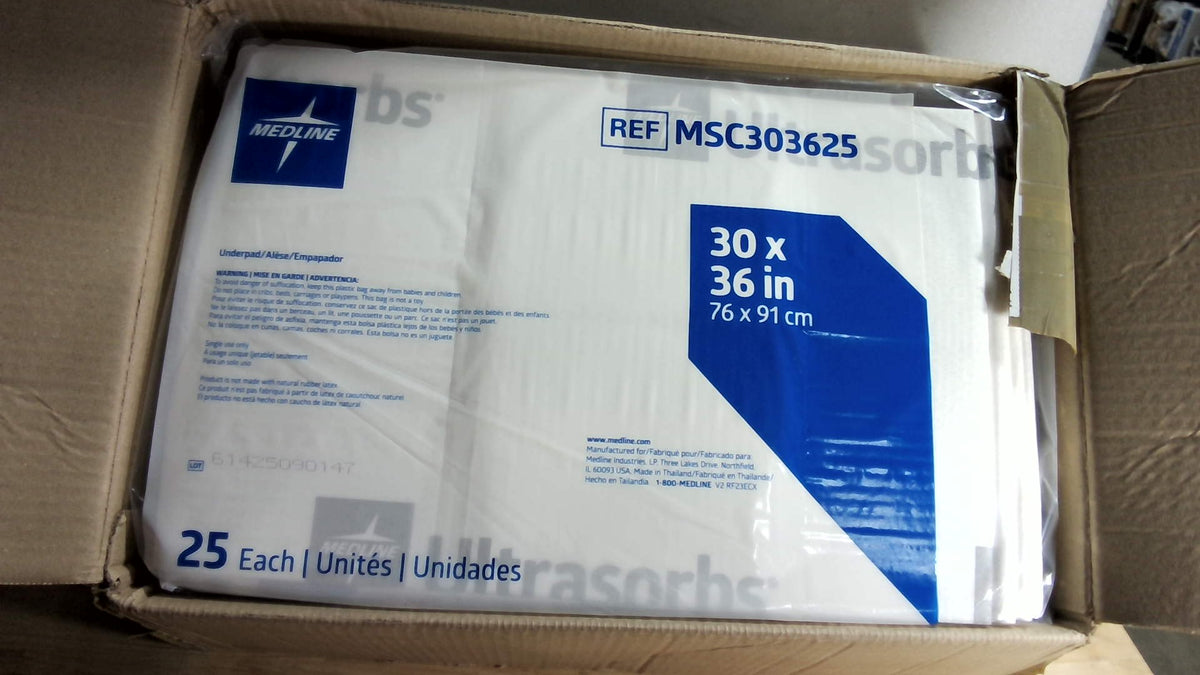 Protectores Absorbentes Medline Extrasorbs Drypad 30x36" | Transpirables Desechables | Paquete de 25 Unidades | Cuidado Médico y Personal | 25 Unidades
