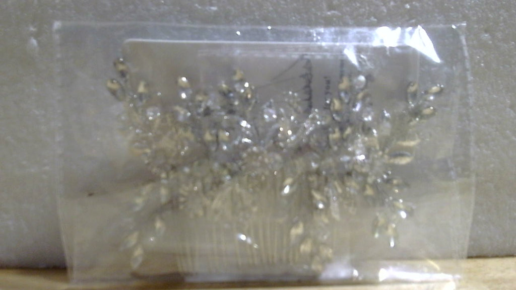 Peineta de novia JAKAWIN con diamantes de imitación, tocado de boda, accesorios para el cabello, pinza para el cabello plateada para mujer (A Plata)