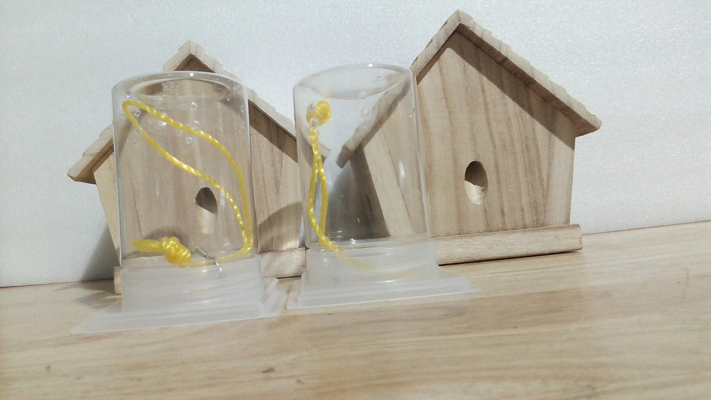 Kit de Manualidades Rústicas de Jardín – Casitas de Madera para Pájaros y Comederos Tubulares Plásticos | Decoración Exterior