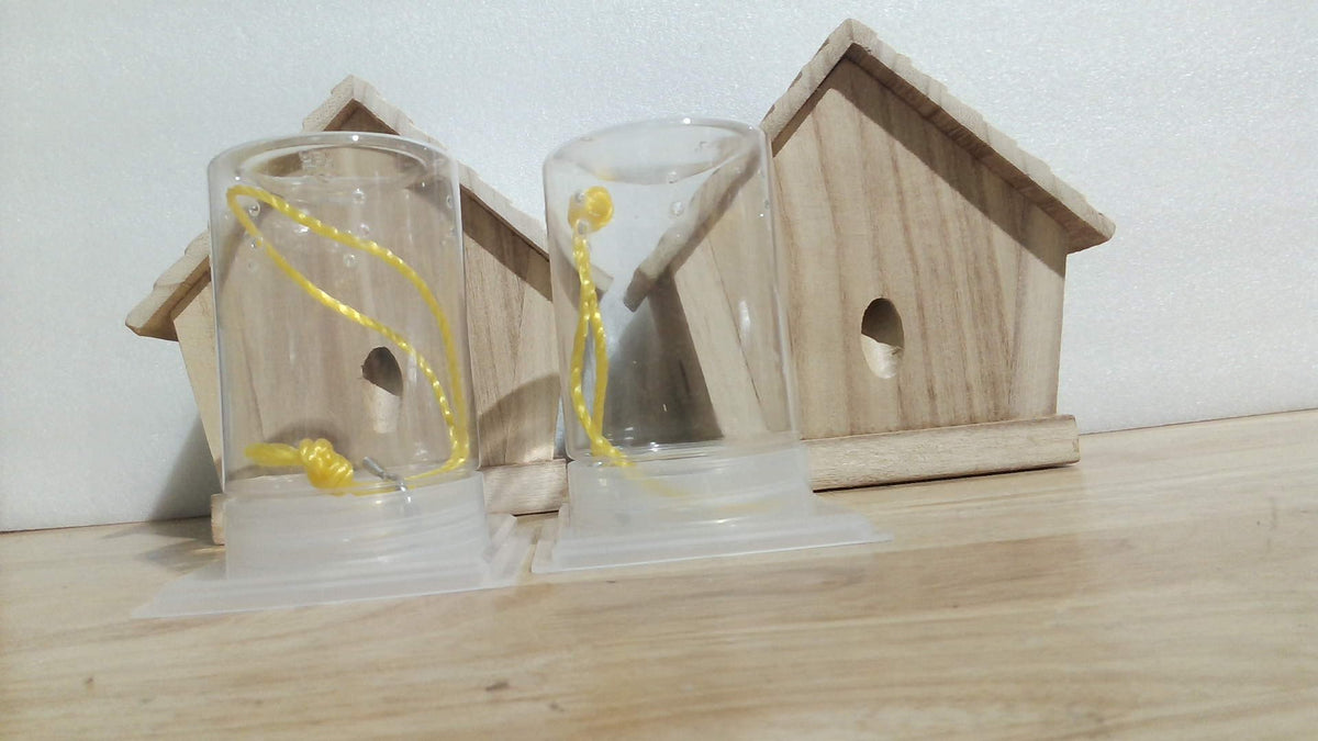 Kit de Manualidades Rústicas de Jardín – Casitas de Madera para Pájaros y Comederos Tubulares Plásticos | Decoración Exterior