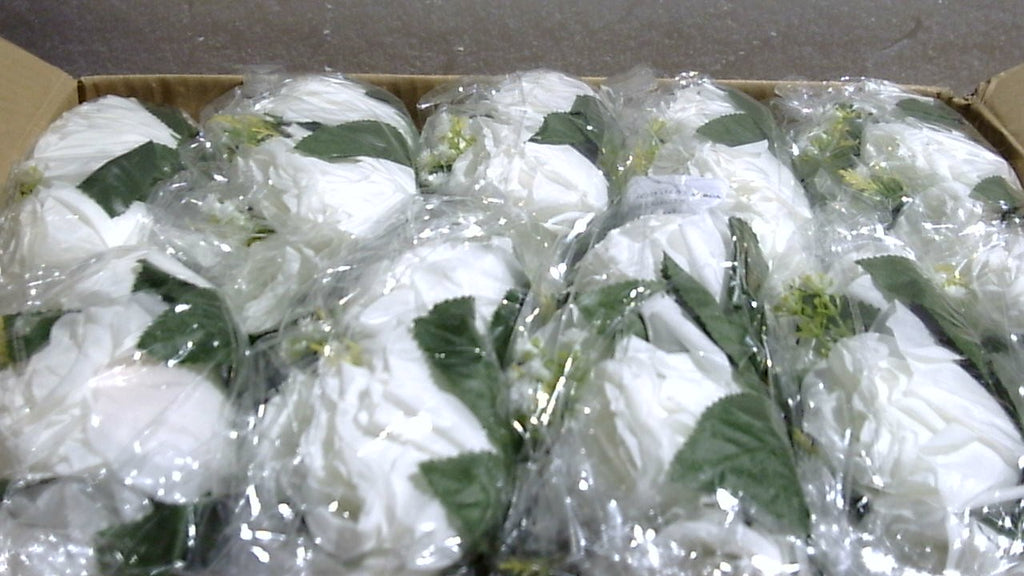 Centros de mesa de flores blancas NUPTIO: 10 arreglos florales artificiales en forma de bola para bodas y fiestas - Rosas artificiales de 24 cm de diámetro para la decoración de despedidas de soltera.