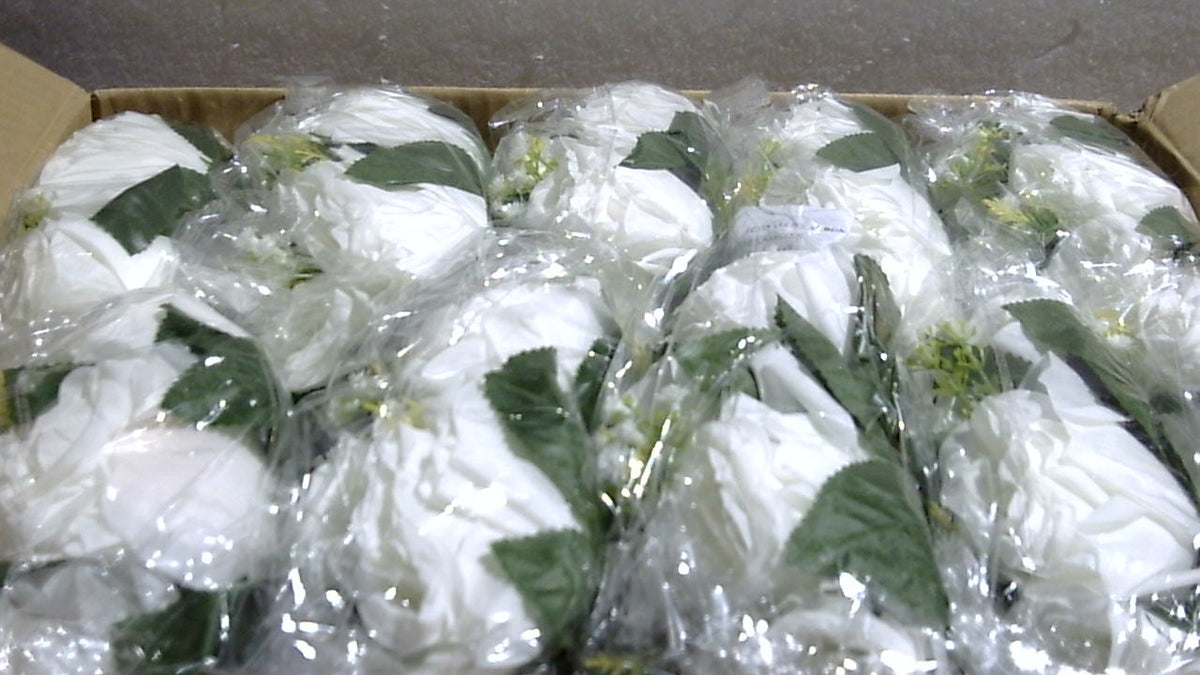 Centros de mesa de flores blancas NUPTIO: 10 arreglos florales artificiales en forma de bola para bodas y fiestas - Rosas artificiales de 24 cm de diámetro para la decoración de despedidas de soltera.