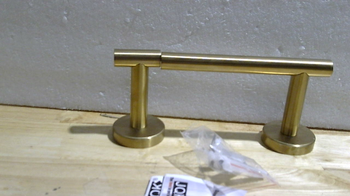 Portarrollos de papel higiénico JQK color bronce champán, soporte de doble poste pivotante de 19 cm para montaje en pared de baño, acero inoxidable 304, capacidad para rollos grandes, TPH150-CB