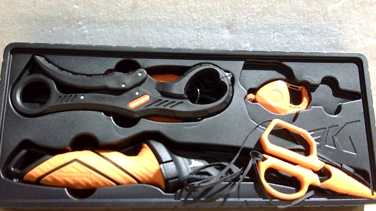 Kit de herramientas de pesca KastKing SteelStream de 6 piezas: alicates de pesca resistentes a la corrosión con cordón, cuchillo para filetear, pinza flotante para labios de pescado, tijeras para trenzas de pesca, retractor de herramientas, regalos de