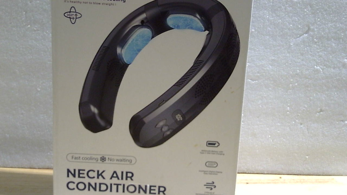 Ventilador de cuello portátil, sin aspas, de larga duración (versión limitada), recargable con LED, 3 placas de refrigeración, silencioso, ligero, color negro.