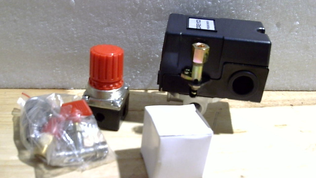 USADO-Válvula de control de interruptor de presión para compresor de aire Dreyoo, 90-120 PSI, 20 A, colector de 4 puertos de 1/4" NPT con regulador y manómetros dobles, encendido/apagado automático, repuestos para compresor de aire.
