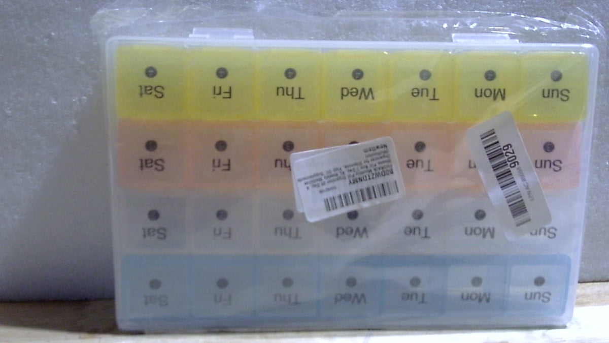 Organizador de pastillas mensual FHORAIN de 28 días, pastillero de 4 semanas de 7 días, organizador semanal XL para vitaminas, aceite de pescado y suplementos (multicolor)