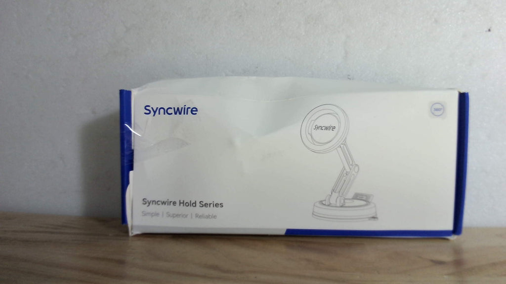 Soporte magnético para coche SYNCWIRE para MagSafe, ajustable en 3 ejes, con ventosa reemplazable (para salpicadero/parabrisas), rotación de 360°, plegable, para iPhone 17-12 Pro/Max/Plus, fibra de carbono.