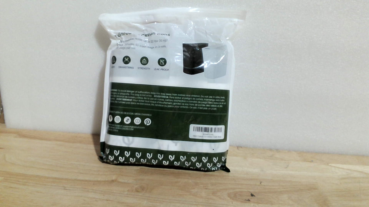 Bolsas de basura con cordón Cesun Code D, paquete de 90 unidades, precortadas, para cubos de basura pequeños de 2,6 galones/10 litros, color blanco.