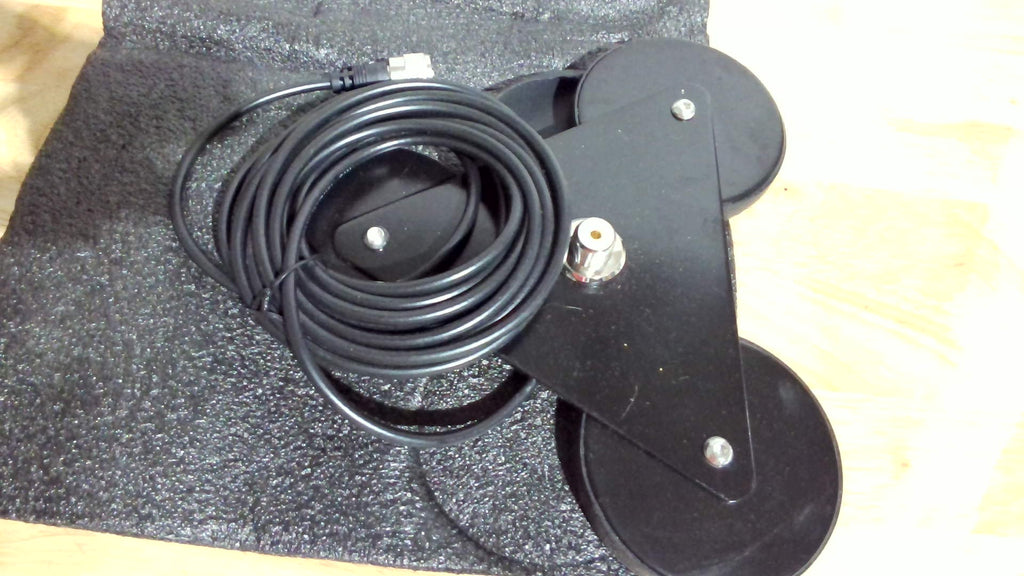 Soporte magnético de antena de alta resistencia UAYESOK de 8,8 pulgadas, SO239, base magnética triangular para antena móvil Vehicel de 30 kg con succión y cable coaxial RG58 de 5 m (16,4 pies).
