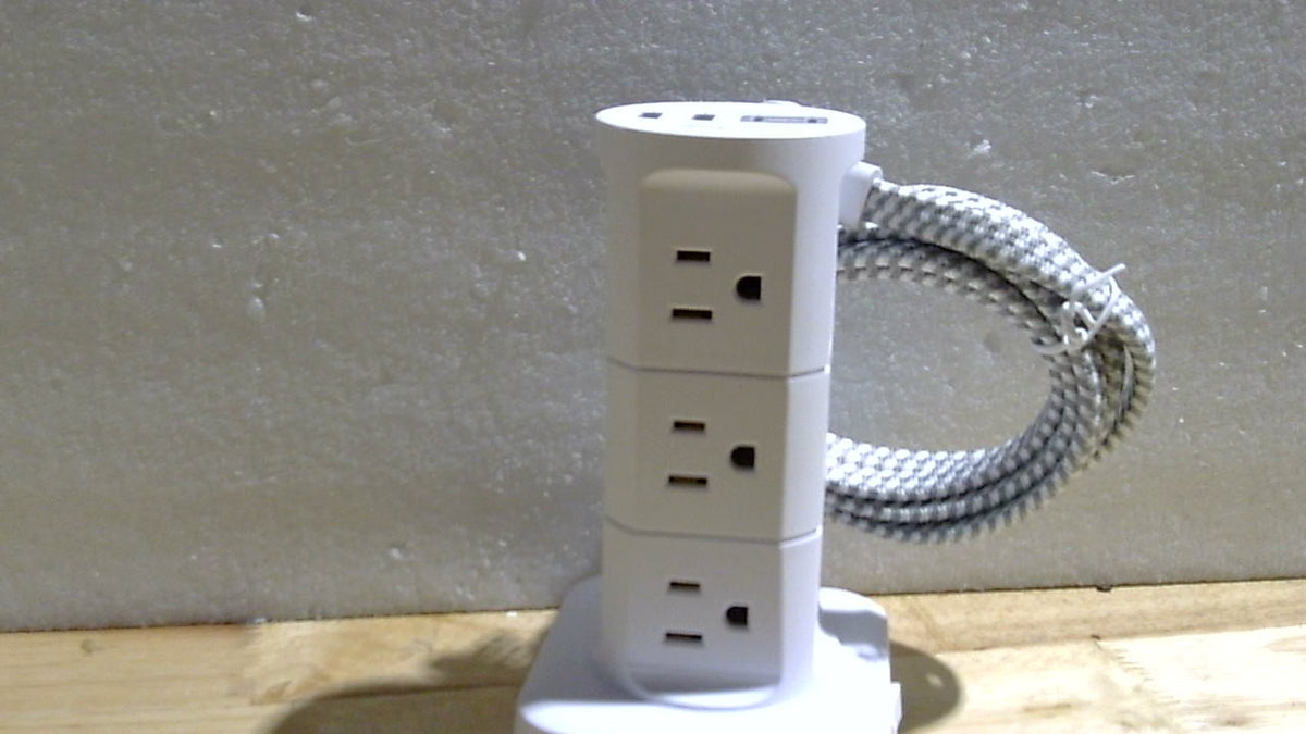 Regletas con protección contra sobretensiones, regleta con enchufe plano, 12 tomas de corriente y 4 puertos USB, estación de carga tipo torre de 1875 W/15 A, cable de extensión de 1,8 m con múltiples tomas de corriente, artículos de oficina, artículos