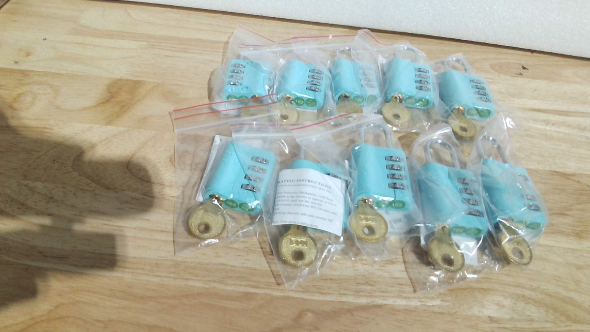 Candado de combinación Kenning de 10 piezas, candado de combinación de 4 dígitos con llaves, reajustable, de seguridad, para exteriores, resistente al agua, para escuelas, gimnasios, taquillas, empleados, vallas y estuches (azul)
