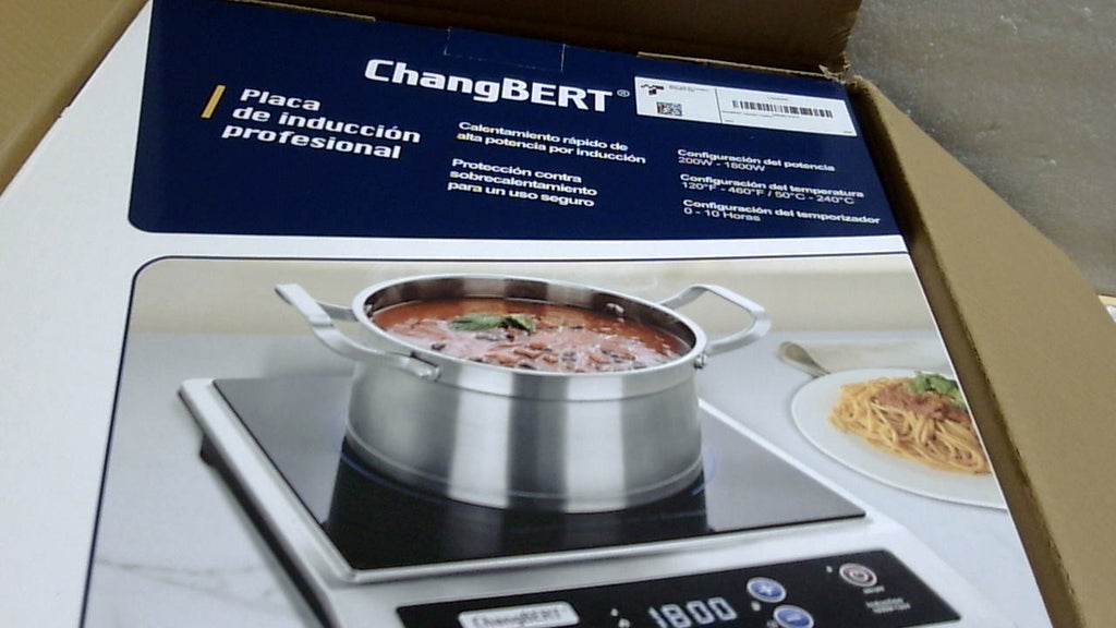 Placa de inducción ChangBERT, cocina portátil de calidad comercial, gran resistencia calefactora de 8", quemador de encimera de acero inoxidable de primera calidad con certificación NSF, temporizador de 10 horas, potente placa calefactora profesional de