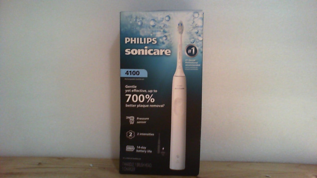 Cepillo de dientes eléctrico Philips Sonicare Serie 4100 - Cepillo de dientes sónico con tecnología sónica avanzada, sensor de presión, dos niveles de intensidad, Smartimer y Quadpacer, color blanco, modelo HX3681/23