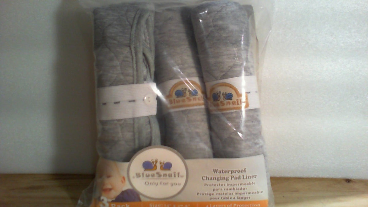 Protectores acolchados impermeables más gruesos para cambiador BlueSnail, paquete de 3 (gris, 33 x 69 cm)