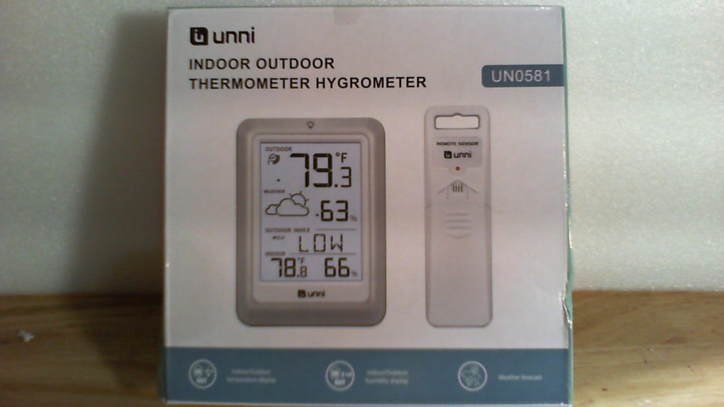 ADVERTENCIA: NO incluye baterias. Termómetro inalámbrico para interiores y exteriores, estación meteorológica, monitor de temperatura y humedad, alimentado por batería, con sensor remoto de alcance de 100 metros y pantalla retroiluminada (negro metálico).
