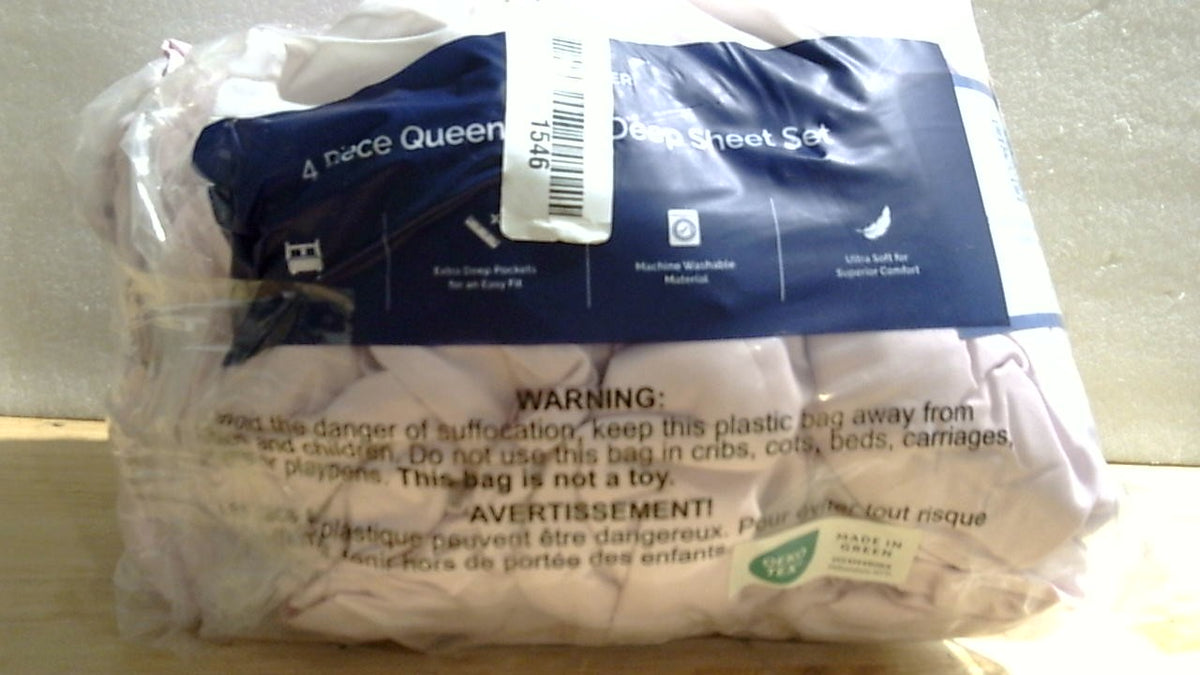 Juego de sábanas Queen extra profundas - 4 piezas de sábanas transpirables y frescas - Se adaptan fácilmente a colchones de 45 a 60 cm - Ultra suaves, no se arrugan ni se decoloran gracias a sus bolsillos extra profundos - Ropa de cama de lujo de hotel