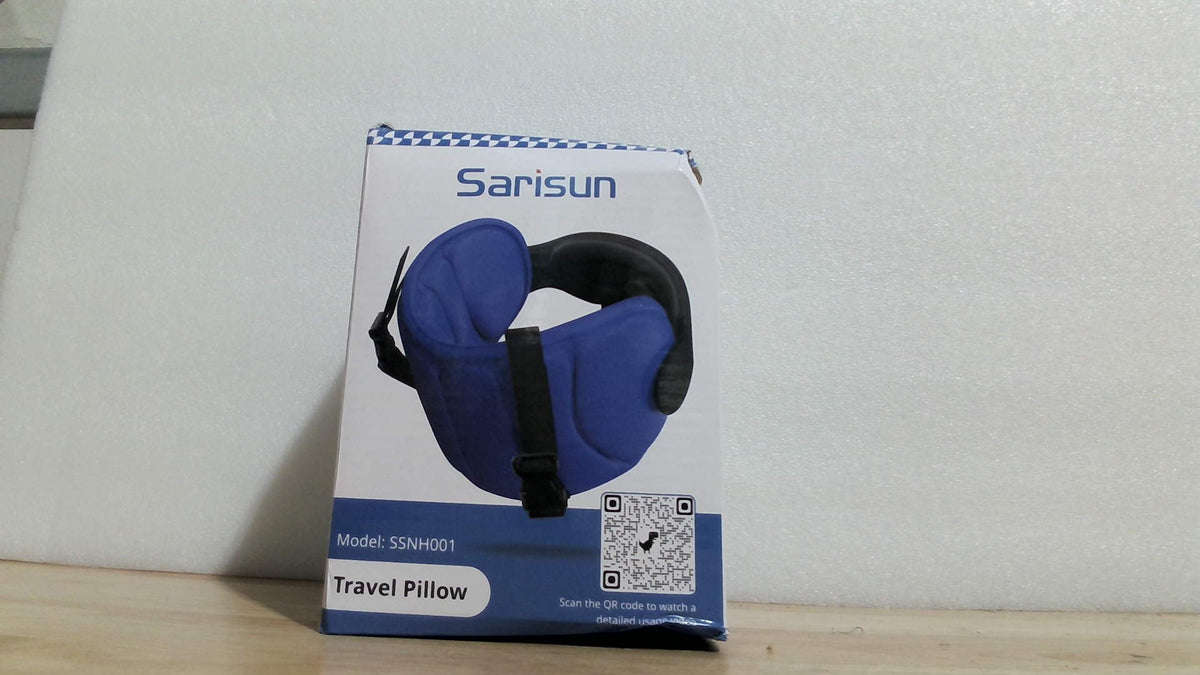 Almohadas de viaje SARISUN para aviones, almohada de avión para vuelos largos, correa para la cabeza con antifaz para dormir, almohada de viaje para el cuello para viajes en coche, reposacabezas con soporte de 360°, cabezón ajustable, color negro.