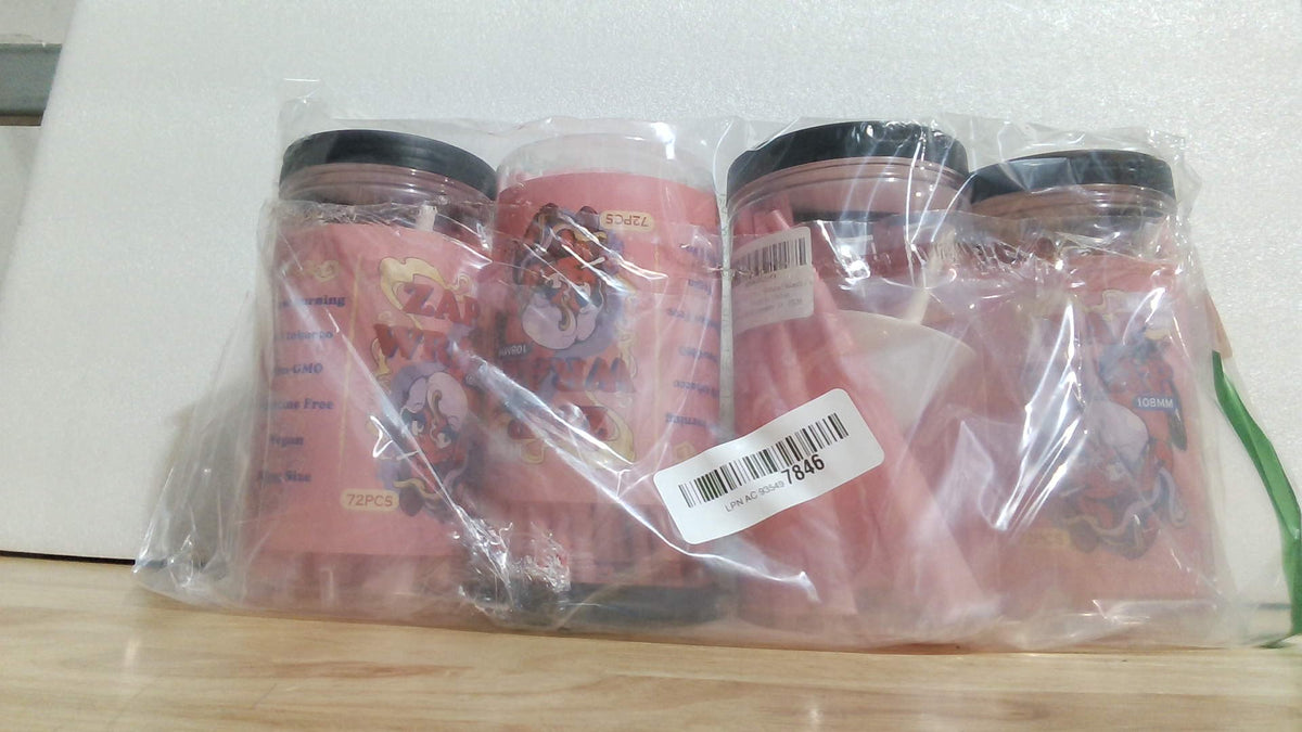 ZAPWRAP 72 conos preenrollados rosas | Sabor a helado | Cono de papel de liar tamaño king con cargador y palitos de embalaje con estampado de corazones | San Valentín