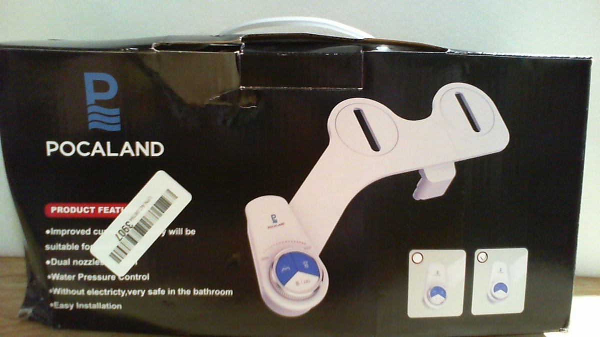 Accesorio de bidé POCALAND para asiento de inodoro, bidé de agua fría no eléctrico con control de presión, boquillas dobles para lavado frontal y posterior, autolimpiante retráctil para mujeres y personas mayores - Blanco