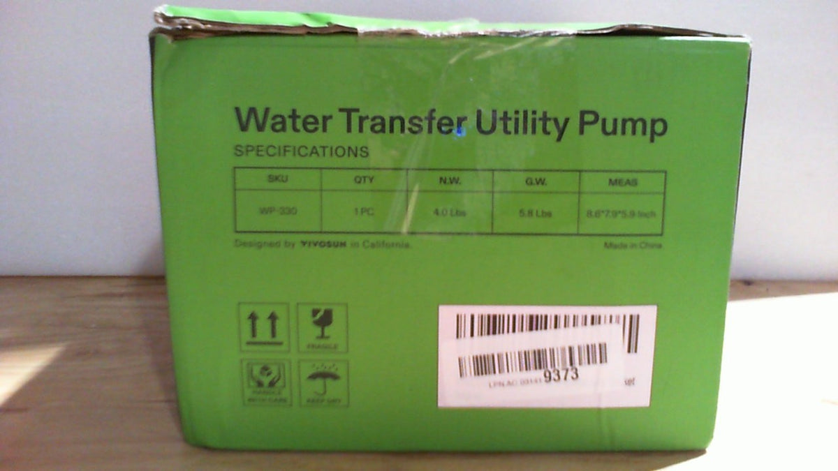 Bomba de transferencia de agua VIVOSUN de 115 V, 1/10 HP, 330 GPH, bomba utilitaria portátil con kit de manguera de agua, ideal para extraer agua de jardines, jacuzzis, barriles de lluvia, piscinas, estanques y acuarios.
