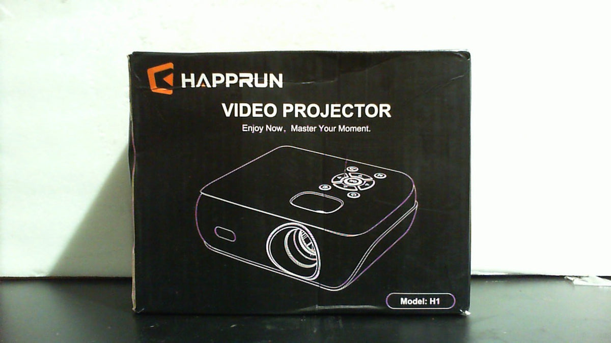 Proyector HAPPRUN Native 1080P, proyector de cine en casa Bluetooth con altavoz integrado, compatible con smartphone, HDMI, Fire Stick, PS5, uso en interiores y exteriores - Sin sistema Google TV