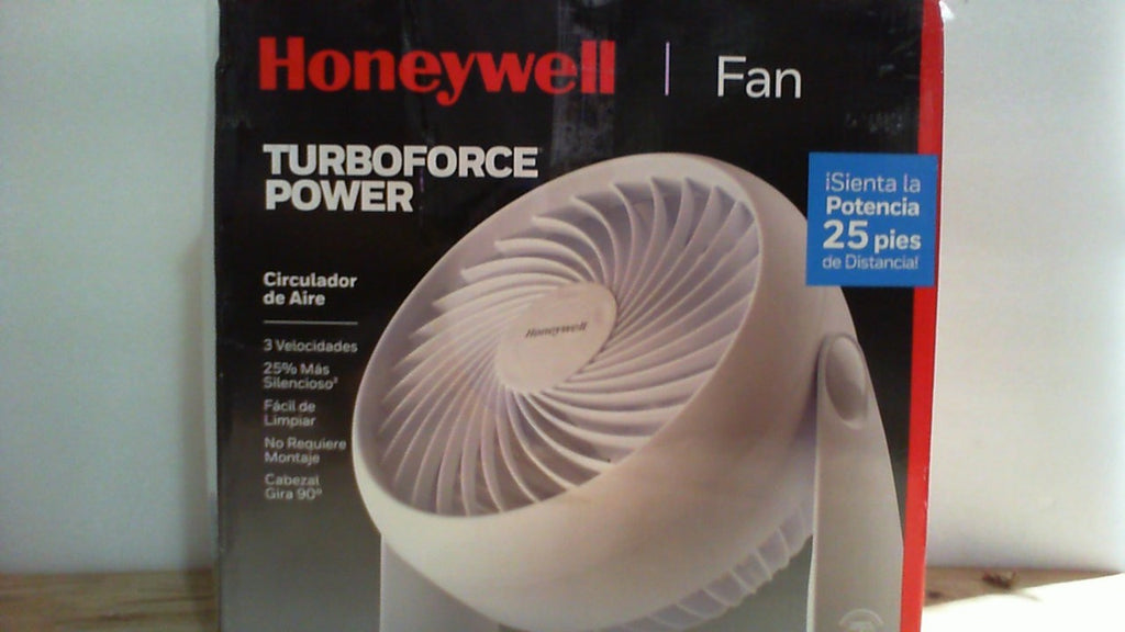 Ventilador circulador de aire Honeywell TurboForce, pequeño ventilador de mesa, silencioso, para el hogar o la oficina, 3 velocidades, cabezal giratorio de 90 grados, blanco, HT-904