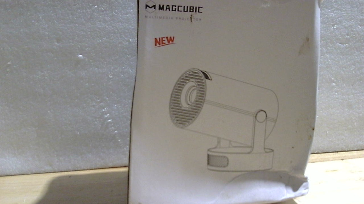 Proyector mini Magcubic con WiFi 6 y Bluetooth 5.4, proyector portátil compatible con 4K, altavoz Soundbase de 5 W, corrección trapezoidal vertical automática, proyector inteligente giratorio de 180° para cine en casa y exteriores.