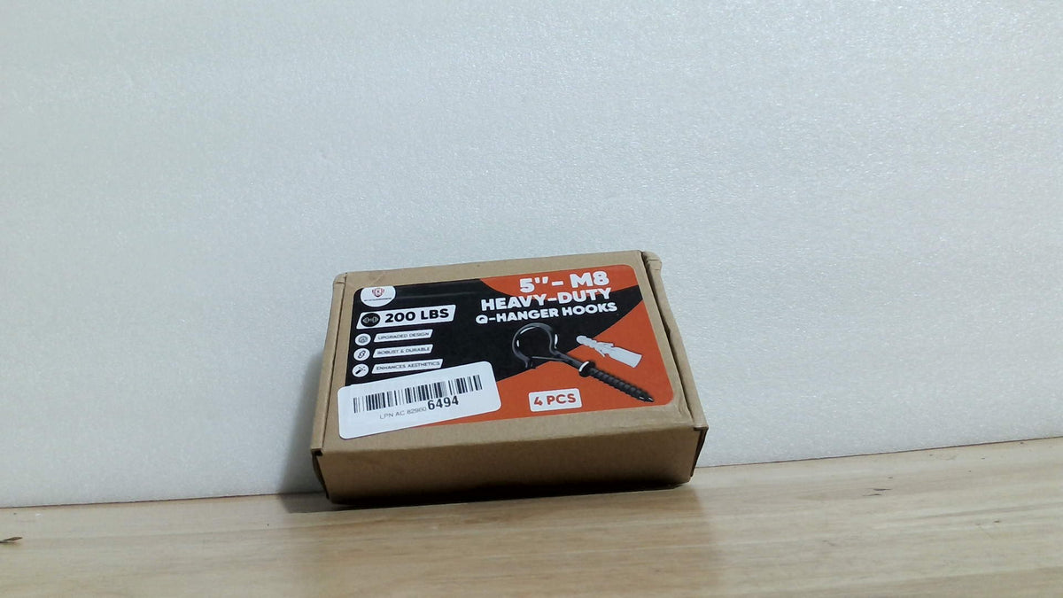 [ALTA CARGA DE TRABAJO] 200 libras 4 piezas de ganchos Q-Hanger M8 con arandela y hebilla de seguridad, resistentes 5″ Ganchos de tornillo a prueba de viento para colgar plantas, yoga, luces, usos interiores y exteriores - Tubos de expansión