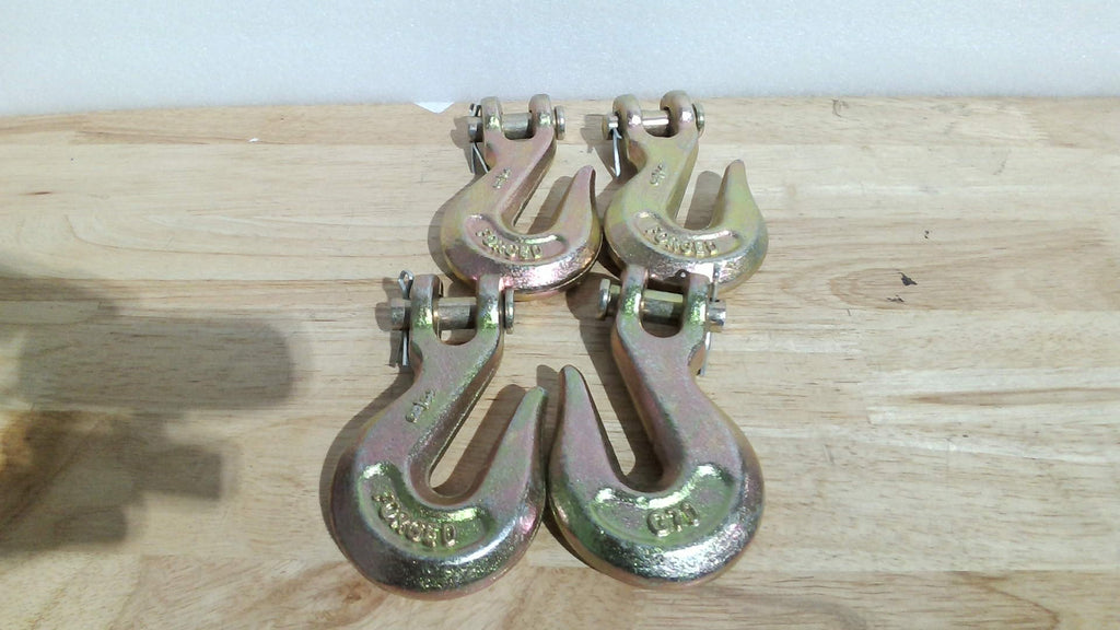 Paquete de 4 ganchos de agarre de horquilla de 3/8", gancho de cadena de acero forjado de grado 70 de 3/8 de pulgada para transporte de cadena de remolque, gancho de remolque de alta resistencia con límite de carga de trabajo de 6600 libras para