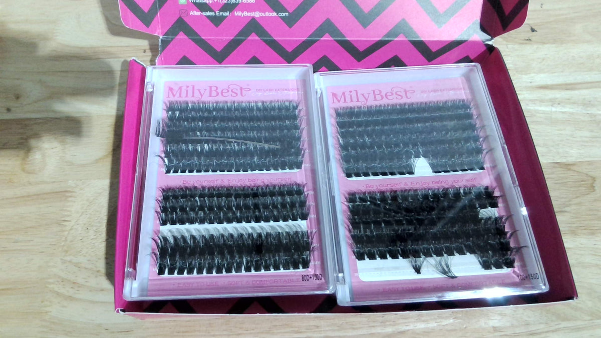 MilyBest 4 Styles Lash Clusters Kit 864Pcs Eyelash Clusters Lash Kit Lash Clusters D Curl DIY Pestañas individuales postizas con 2 Bond&Seal Wispy Bulk Cluster Extensions Kit De Pestañas