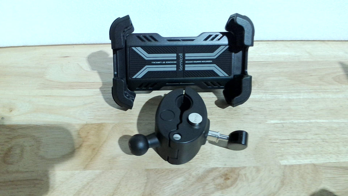 Soporte para teléfono de motocicleta Lamicall - [Amortiguador de vibración doble] [Clip para manillar mejorado] Soporte para teléfono móvil de motocicleta, soporte para teléfono de bicicleta, regalo para iPhone 16 15 14 Pro Max, teléfonos de 4.7 a 6.7"