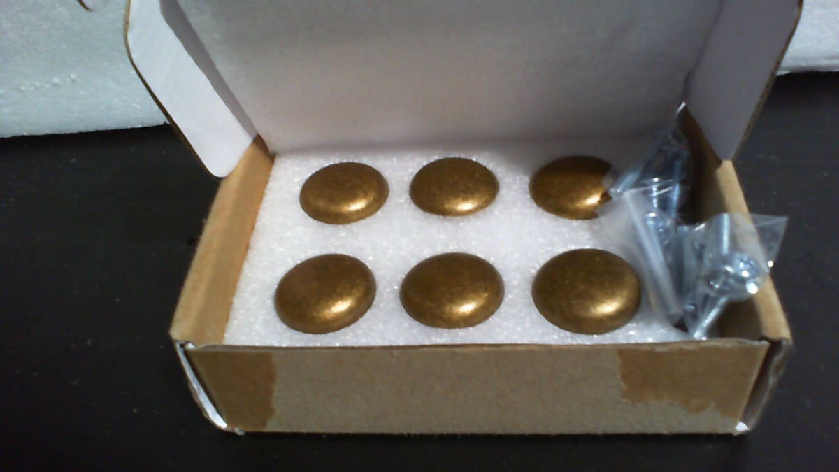 Tirador de armario Goo-Ki Vintage Retro de aleación de zinc y latón antiguo - Tirador de armario de lujo asequible con un solo orificio central para dormitorio, cocina, paquete de 6…