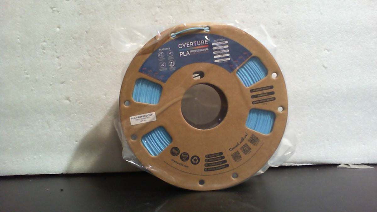 Filamento OVERTURE PLA Plus (PLA+) de 1,75 mm, más resistente y duradero, filamento profesional para impresoras 3D de 1 kg (2,2 lb), alta precisión +/- 0,02 mm, sin enredos (azul claro).