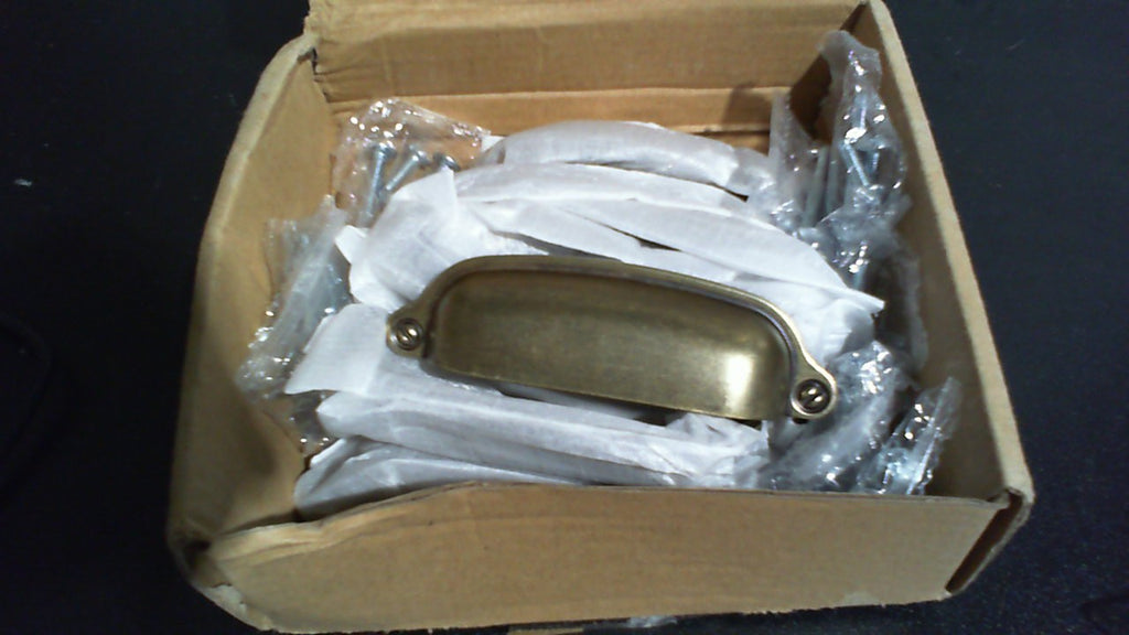 Tiradores tipo copa HARPOON para cajones y gabinetes de cocina, estilo europeo, 7,6 cm (3 pulgadas), paquete de 10 unidades, latón antiguo.