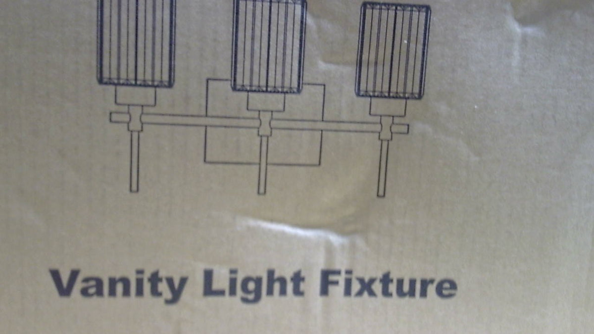 Color negro - Lámpara de tocador Torondo de 3 luces para baño, con cristal y detalles dorados
