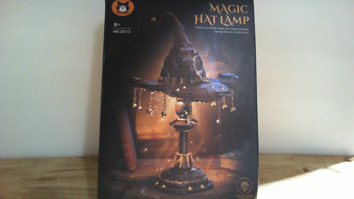Set de construcción de lámpara con sombrero mágico Fitaiengal compatible con Lego: 698 piezas. Kit de luz nocturna con estrellas marrones y doradas. Decoración gótica para escritorio y regalo de academia mística para adultos y adolescentes mayores de 12