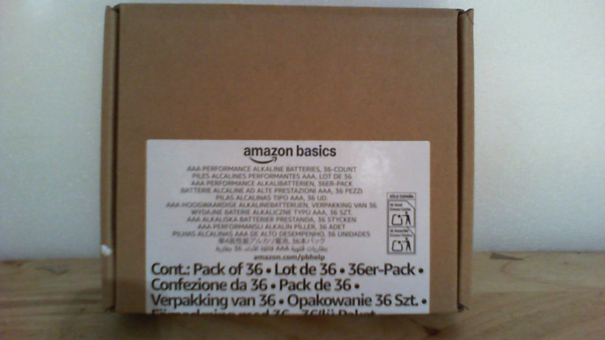 Pilas alcalinas Amazon Basics AAA de larga duración, paquete de 36 unidades, 1,5 voltios, rendimiento fiable, 10 años de vida útil, almacenamiento de emergencia.