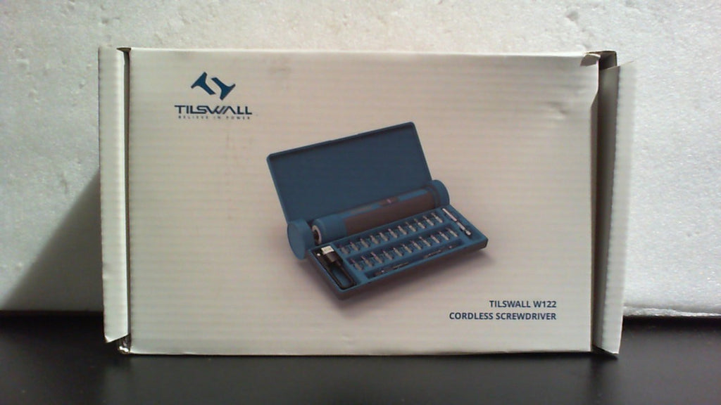 Destornillador eléctrico inalámbrico Tilswall de 4 V, par de torsión de 10 N·m / 260 RPM, control de 4 niveles, carga rápida USB-C de 2200 mAh, incluye 25 puntas de acero S2 para bricolaje y reparaciones domésticas (azul).