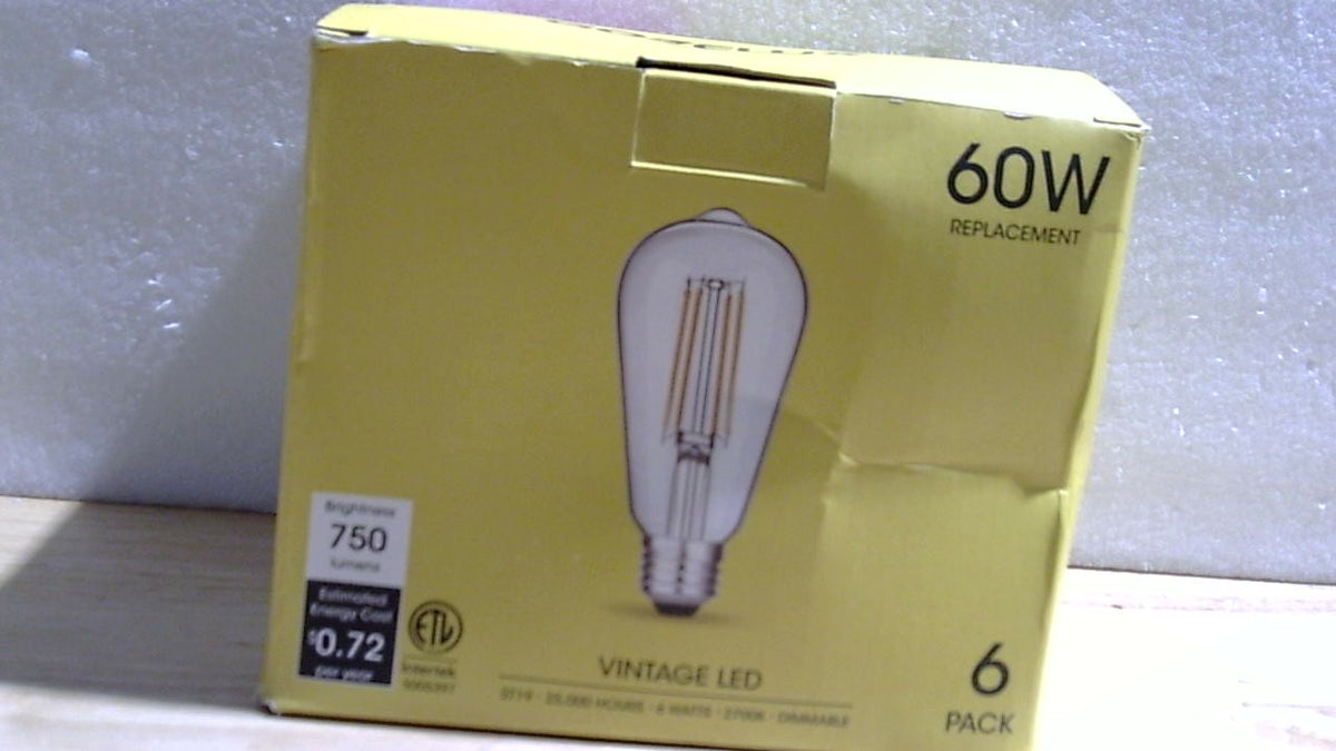 Bombillas LED Edison vintage Gozelux de 6 W, equivalentes a bombillas incandescentes de 60 W, luz blanca cálida de 2700 K, bombillas LED de filamento ST58 de estilo antiguo con CRI superior a 90, base mediana E26, regulables, cristal transparente