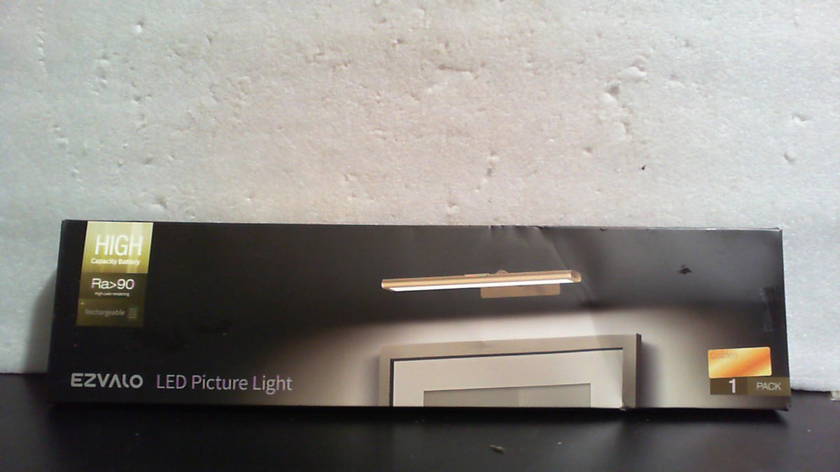 Lámpara de pared EZVALO para cuadros, recargable con mando a distancia inalámbrico de 4800 mAh, luz LED magnética regulable de 40 cm con 3 temperaturas de color, ideal para galerías, salas de estar, dormitorios y pasillos (dorada).