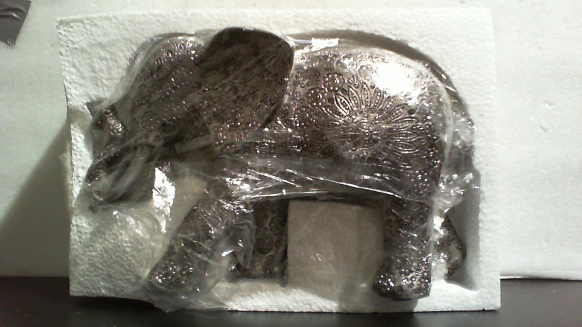 Estatua de elefante plateada de Hebdids - Decoración moderna para el hogar, escultura de resina para estanterías, dormitorios, escritorios, salas de estar (20 cm, plateada)