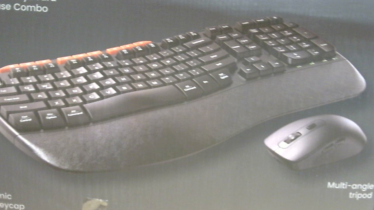 Combo ergonómico inalámbrico de teclado y ratón, teclado Wave de tamaño completo de 2,4 GHz con reposamanos acolchado, escritura natural, ratón con 3 DPI ajustables, USB-A y C para ordenador/portátil/Mac/tableta - Sablute MA31
