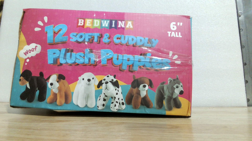 Perros de peluche Bedwina - (Paquete de 12) Pequeños animales de peluche de 15 cm de alto, surtido de cachorros y lindos perros de peluche para fiestas infantiles.