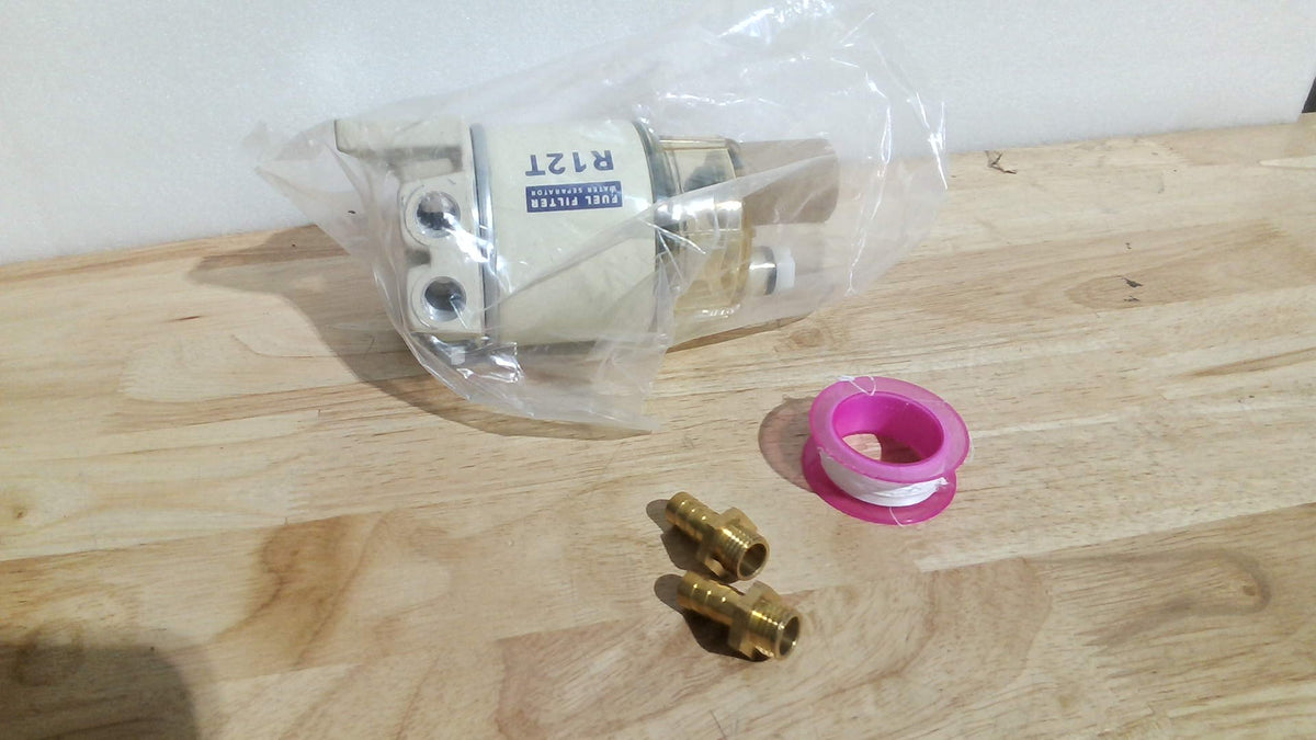 Kit marino separador de agua y combustible R12T 120AT NPT ZG1/4-19, efecto de filtro de 10 micras. Adecuado para motores fueraborda NPT de 3/8 de pulgada. Apto para todo tipo de equipos diésel.