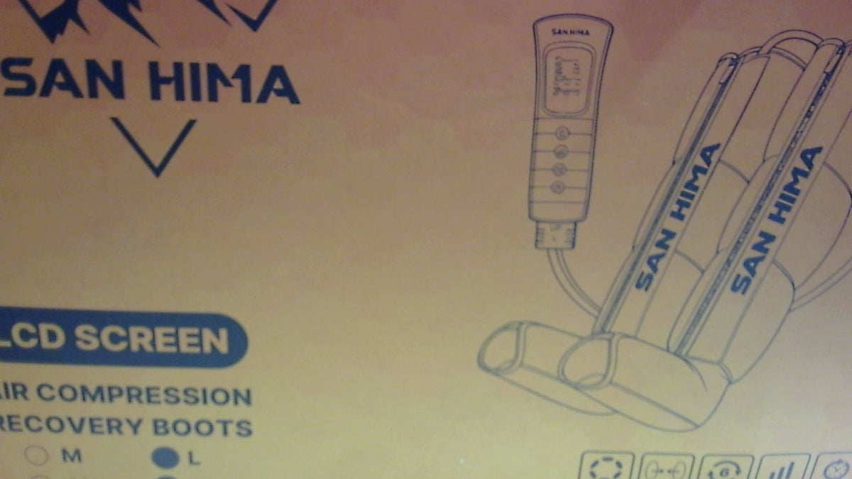 Masajeador de piernas de compresión de aire SAN HIMA - Botas de compresión secuencial para piernas completas que mejoran la circulación y alivian el dolor| Botas de recuperación con 6 modos y 6 niveles de intensidad para atletas - Pies (Grande)