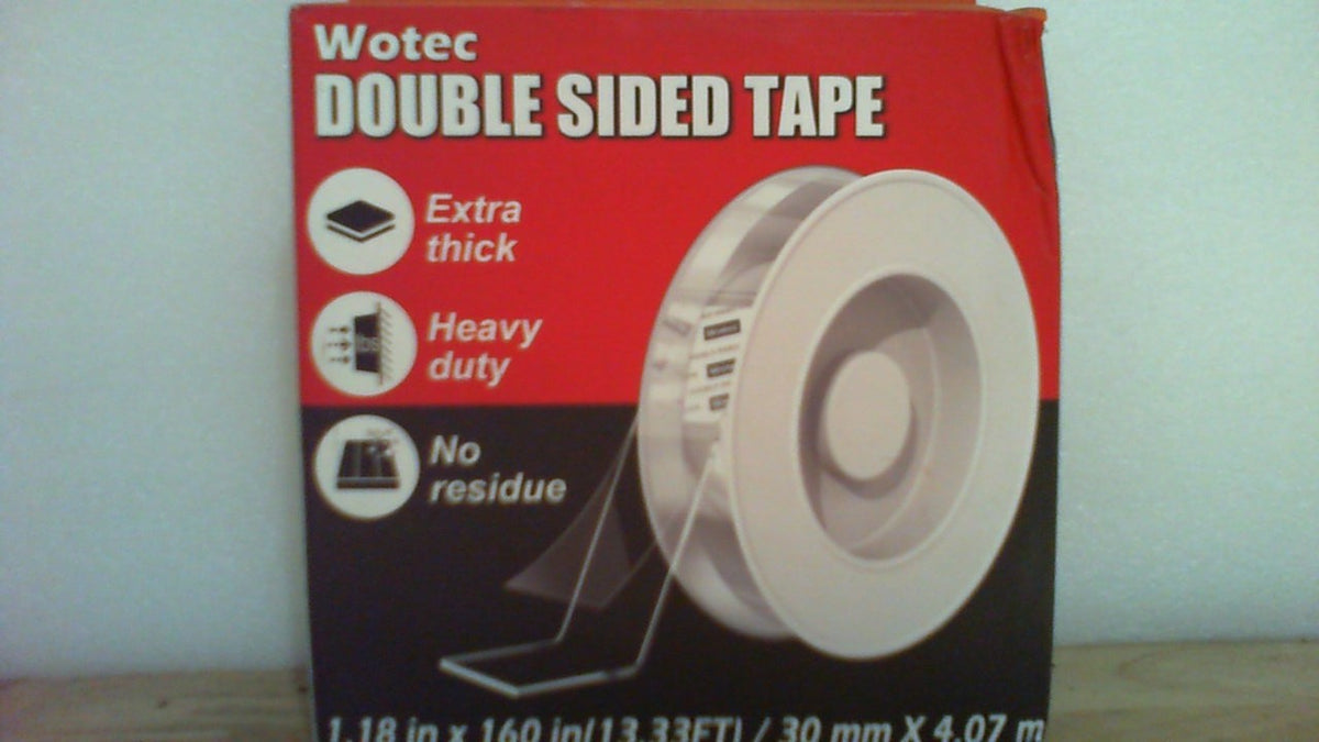 Cinta adhesiva de doble cara extragrande Wotec, resistente y removible, 3 cm x 406 cm, cinta nano transparente y resistente, cinta de montaje multiusos, tiras adhesivas para colgar cuadros, pósteres y alfombras.